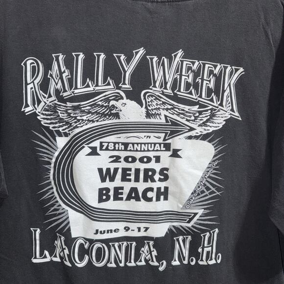 Vintage 2001 Laconia Bike Week Flaming Eagle Shirt Size Xxl - Picture 8 of 8